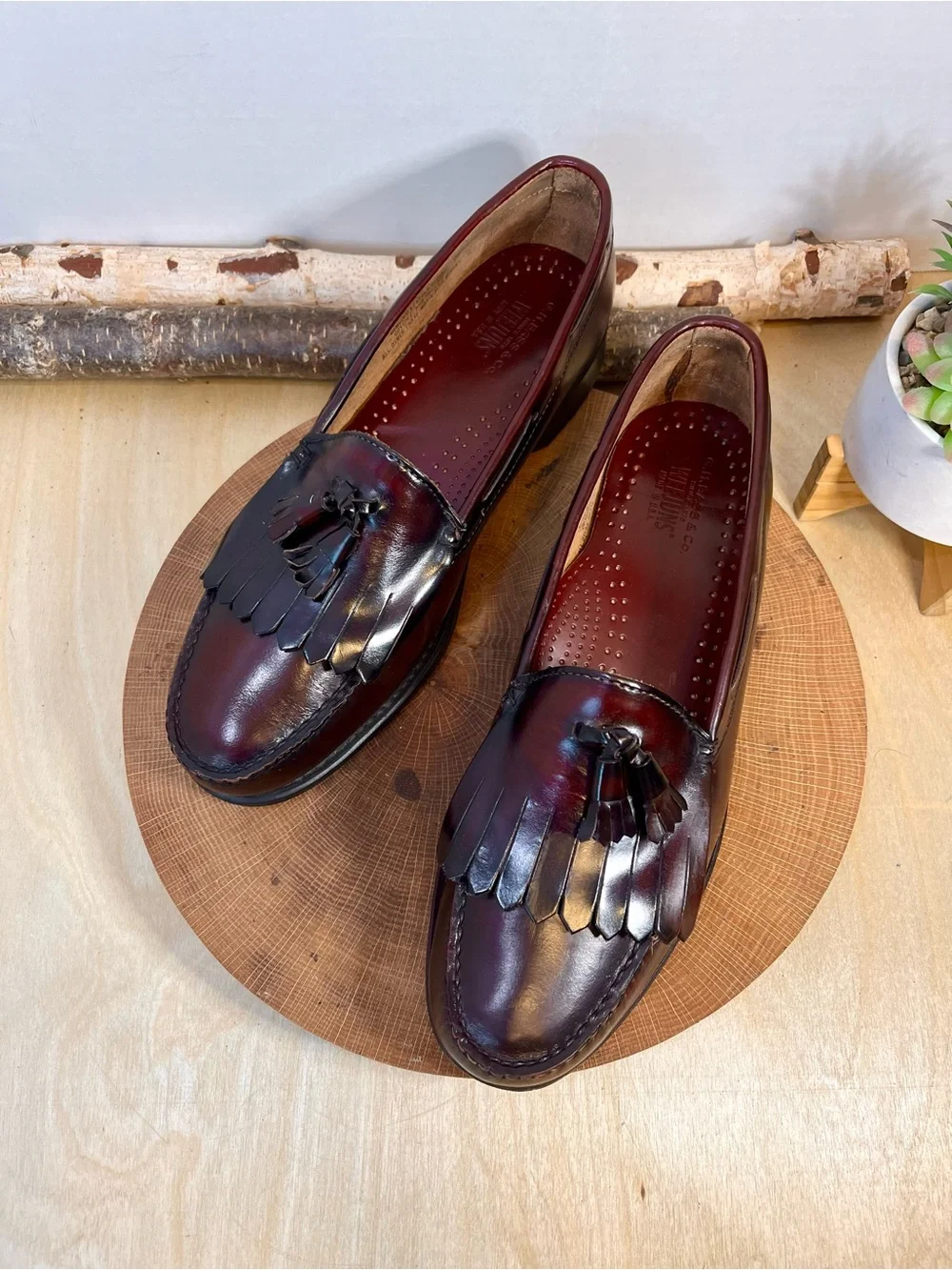 Vintage Weejun Layton Burgundy Tassel Kiltie Loafers Made in USA Size 10.5D